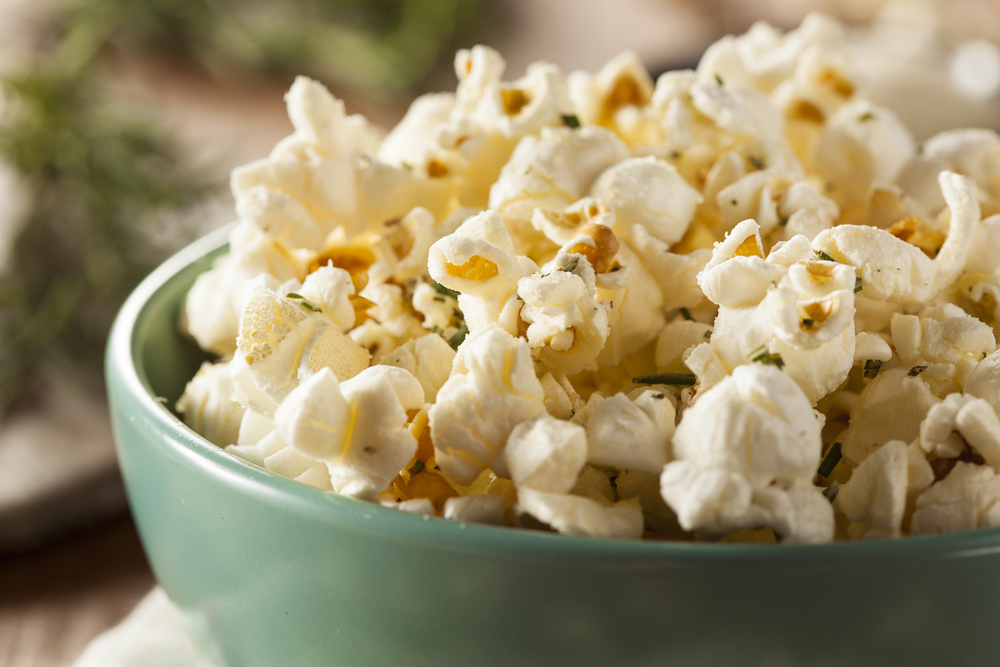 Popcorn with Fresh Rosemary, Black Pepper and Grated Parmesan Cheese