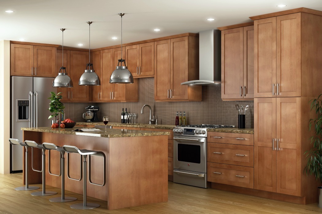 Pecan Shaker Kitchen Cabinets - The RTA Store