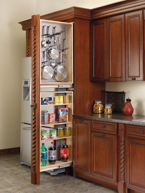 Make the most of a small space with a pullout organizer.