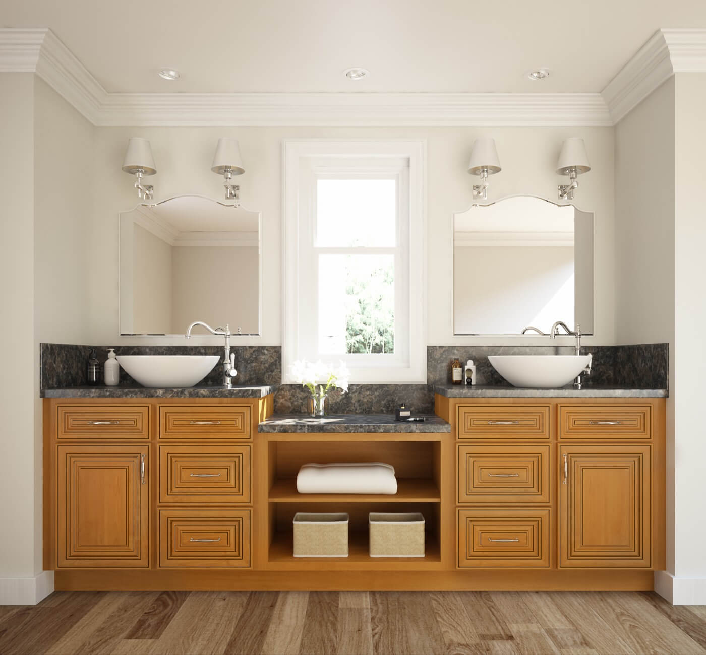 Save money on your next bathroom renovation by choosing ready to assemble cabinets for your bathroom vanity.