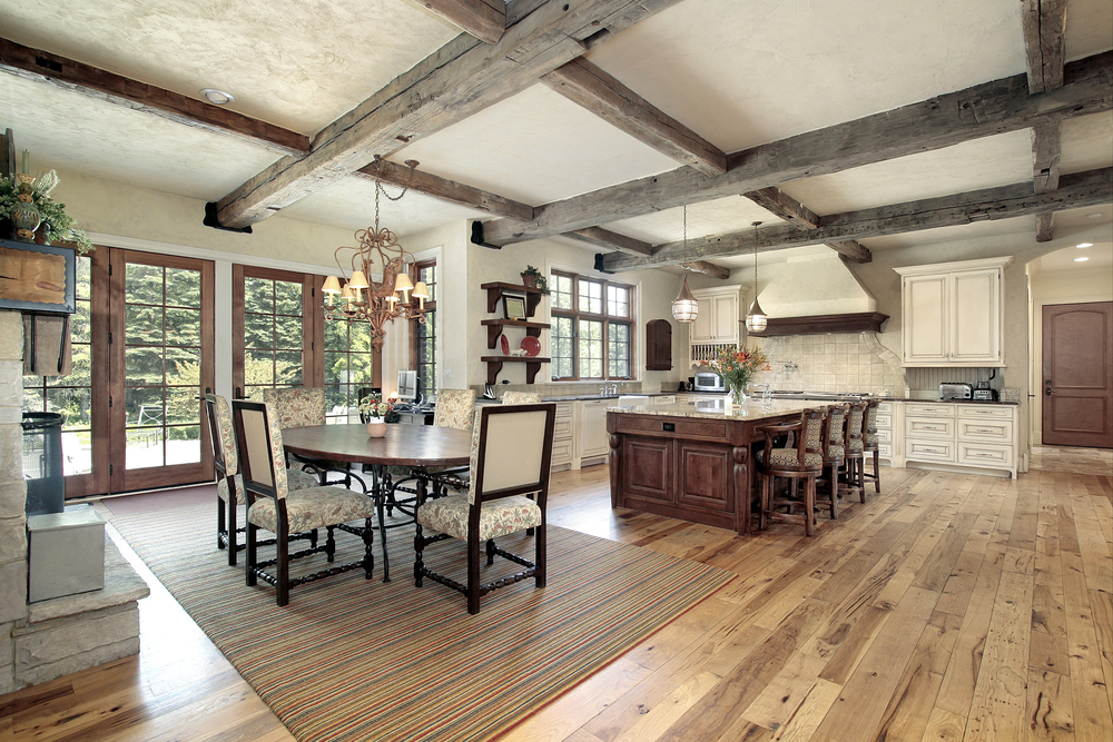 Kitchen with Old Wood Ceiling Beams