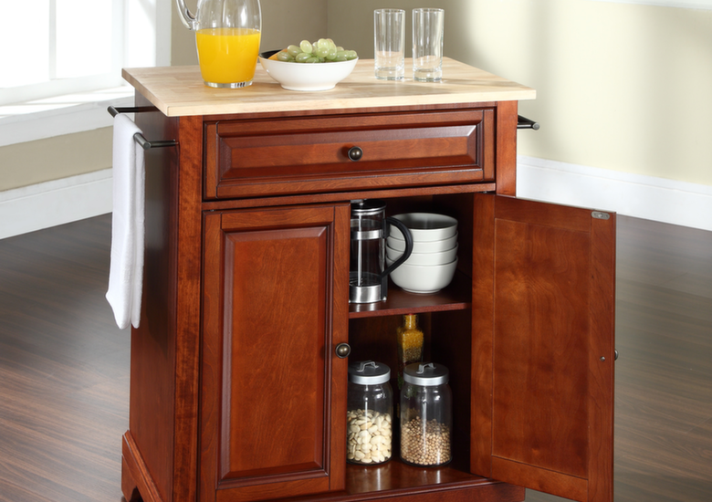 A rolling kitchen island can be a great space saver.