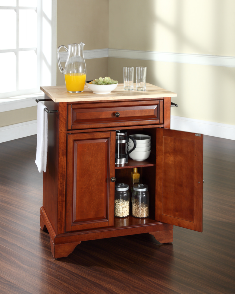 A rolling kitchen island can be a great space saver.