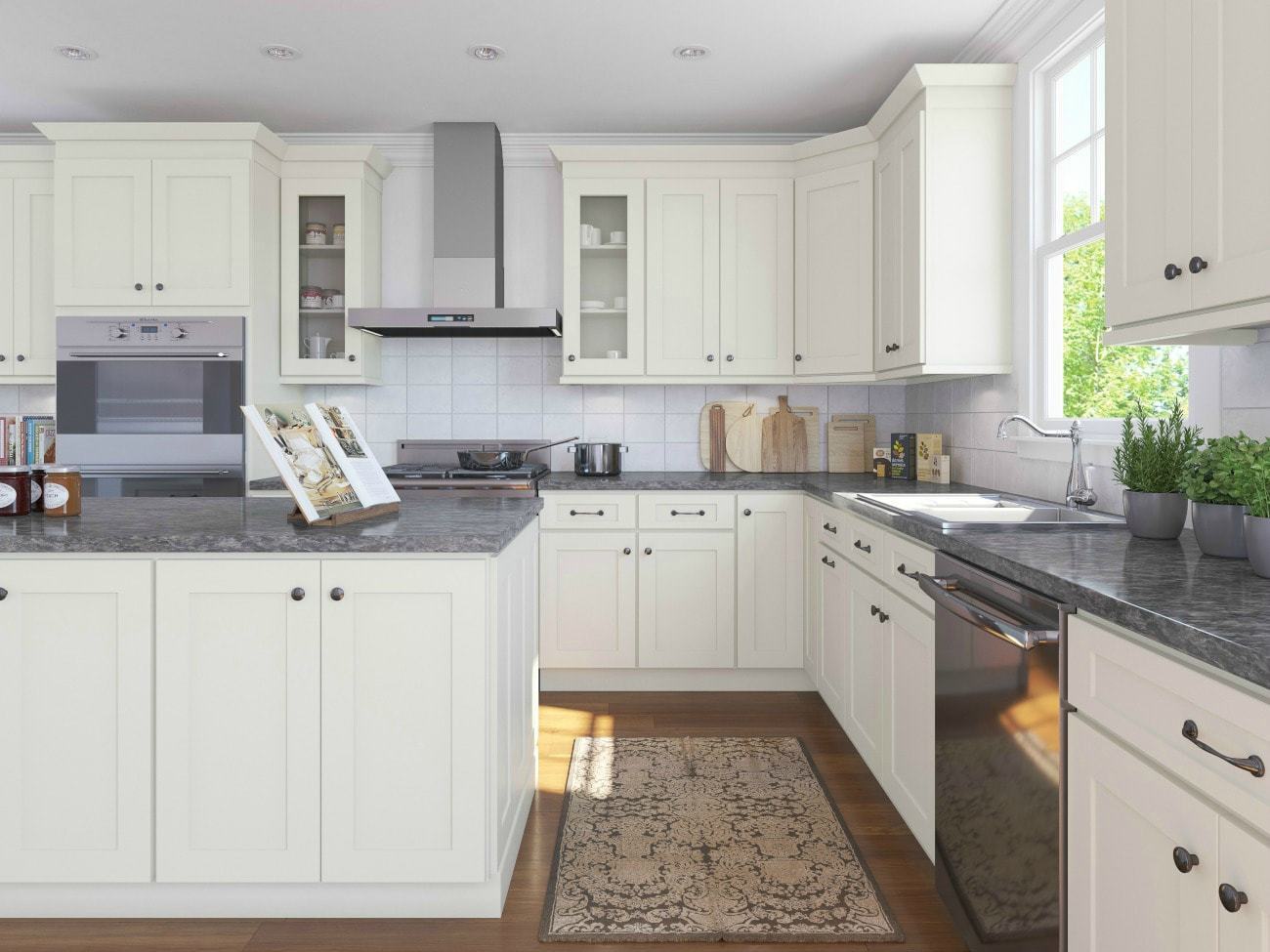 Lighter colored cabinets and accessories can make your kitchen feel brighter and more open.