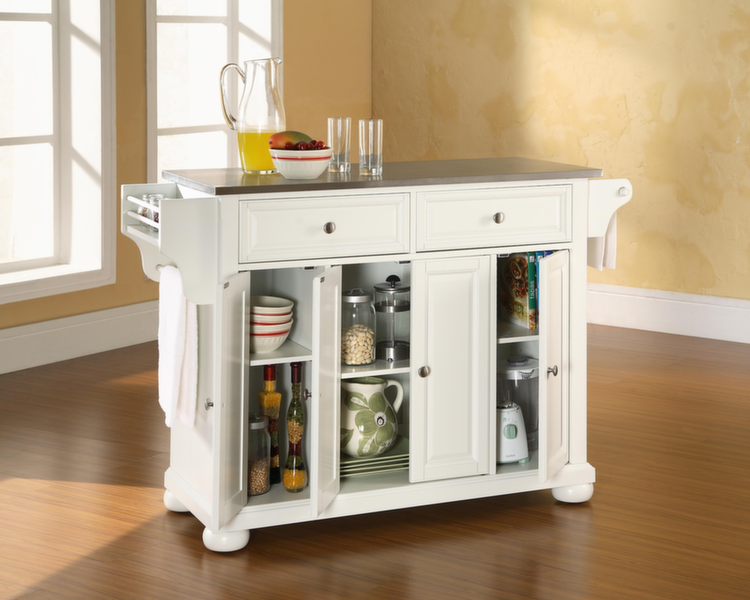 A kitchen island is a great functional addition to your kitchen, adding counter space and storage.