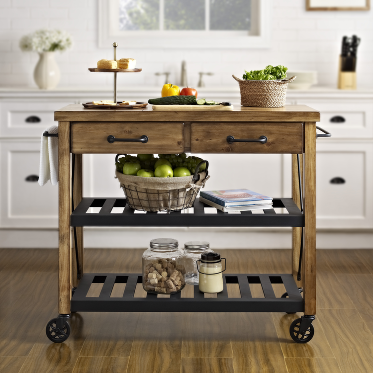A cart with open shelving allows you to put beautiful things on display or keep useful tools easily accessible.