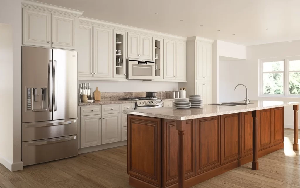 Cambridge Antique White Glaze cabinets