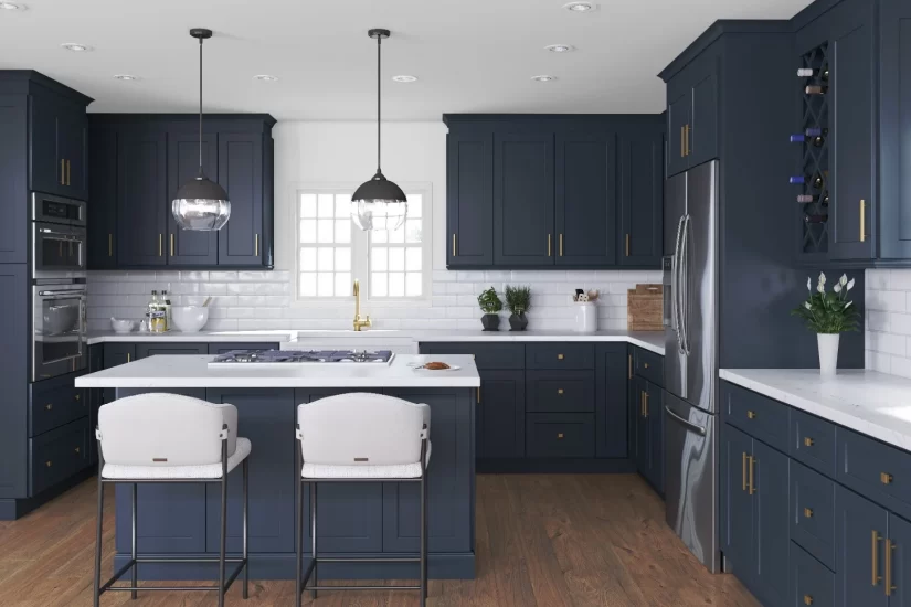 Navy Jewel Tone Cabinets
