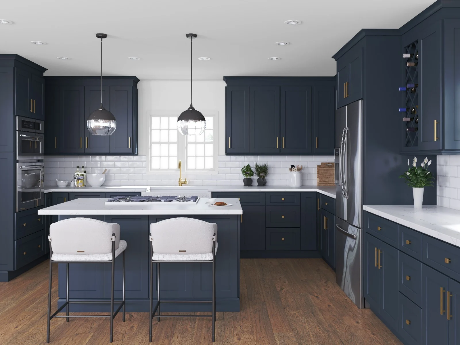 Navy Jewel Tone Cabinets