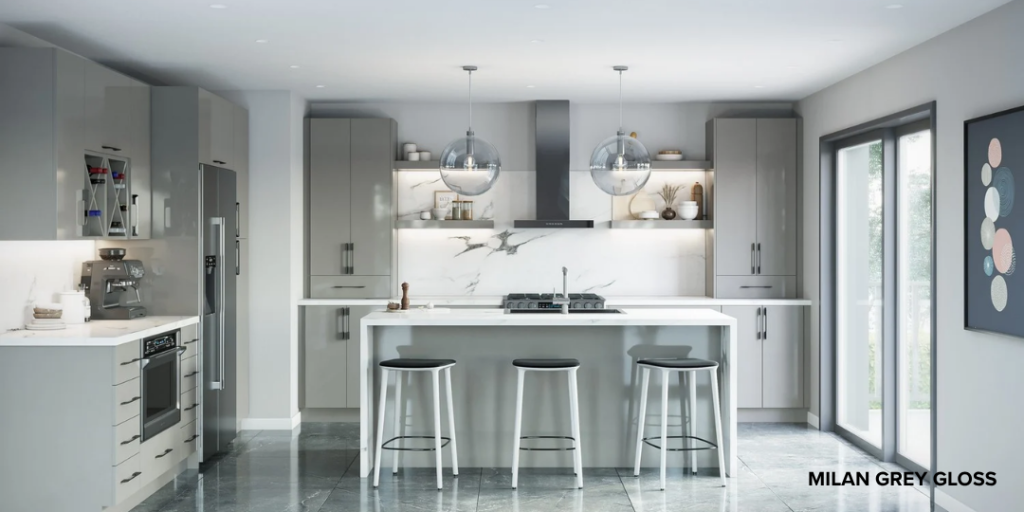 Milan Grey Gloss Kitchen Cabinets