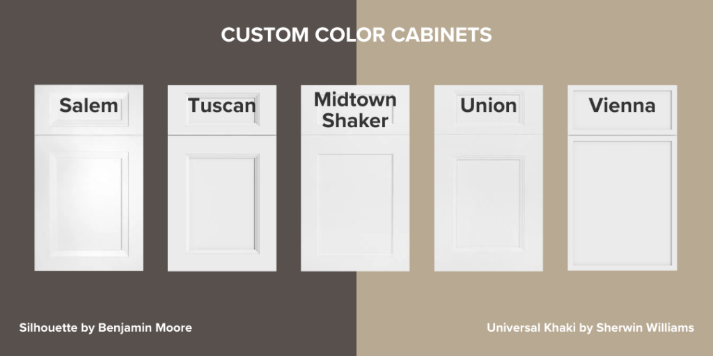 Custom Kitchen Cabinet Lines with 2026 Colors of the Year Universal Khaki & Silhouette