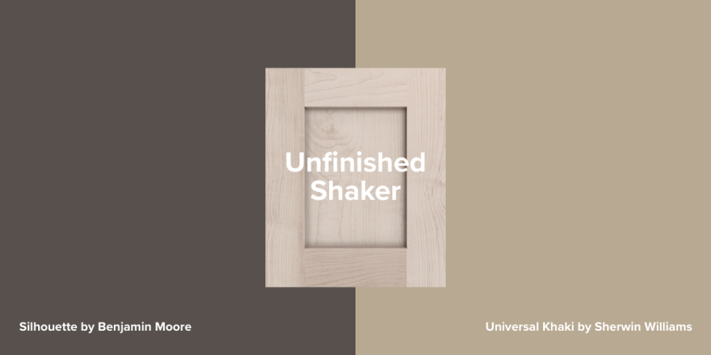 Unfinished Shaker Kitchen Cabinet with 2026 Colors of the Year Universal Khaki & Silhouette