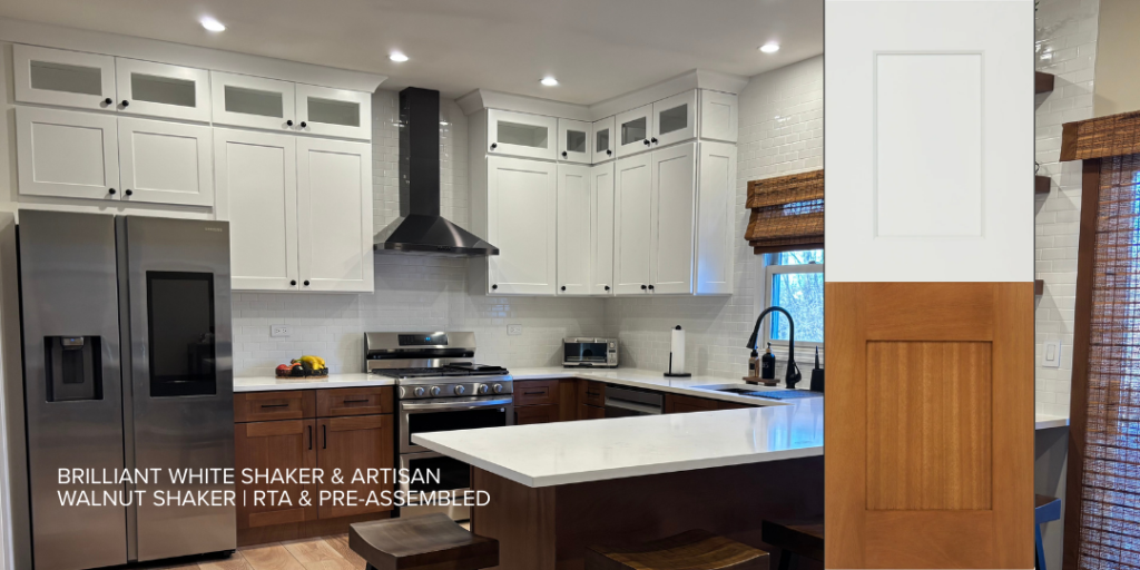 Brilliant White Shaker and Artisan Walnut Shaker Kitchen and Cabinet Samples