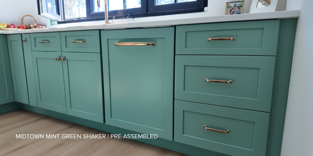 Integrated Appliances - Midtown Mint Green Shaker Kitchen Cabinets